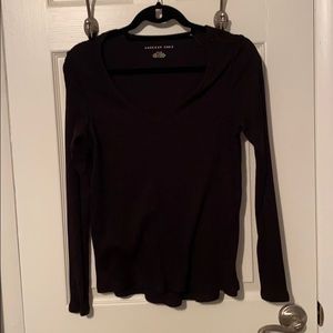 American Eagle Ribbed long sleeve shirt Black S